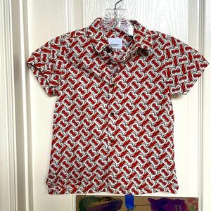 Burberry Kids Red and White Button Down Shirt